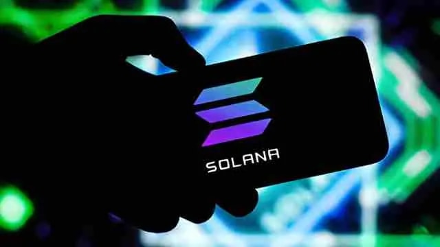 Solana logo in a phone